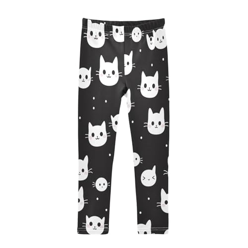 Toddler Girls Leggings Printed Yoga Pants Leggings White Cat Head for Kids