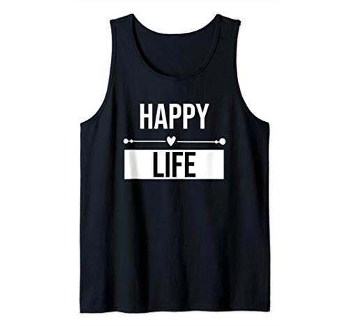 Hombre Happy Life Shirt,Funny Outfit Matching Husband & Wife Couple Camiseta sin Mangas