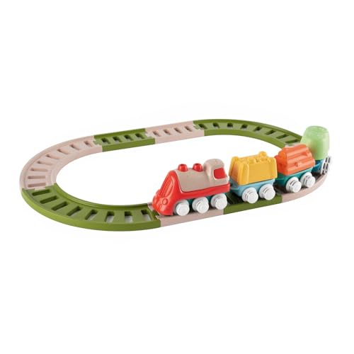 Chicco Set Tren Eco+ para Niños, Juego Tren Infantil Completo, 18 Piezas, Locomotora, Vagones, con Enclavamiento, 2 Configuraciones, Fabricado en Italia, 80% Plástico Reciclado, Niños 18 Meses 3 Años