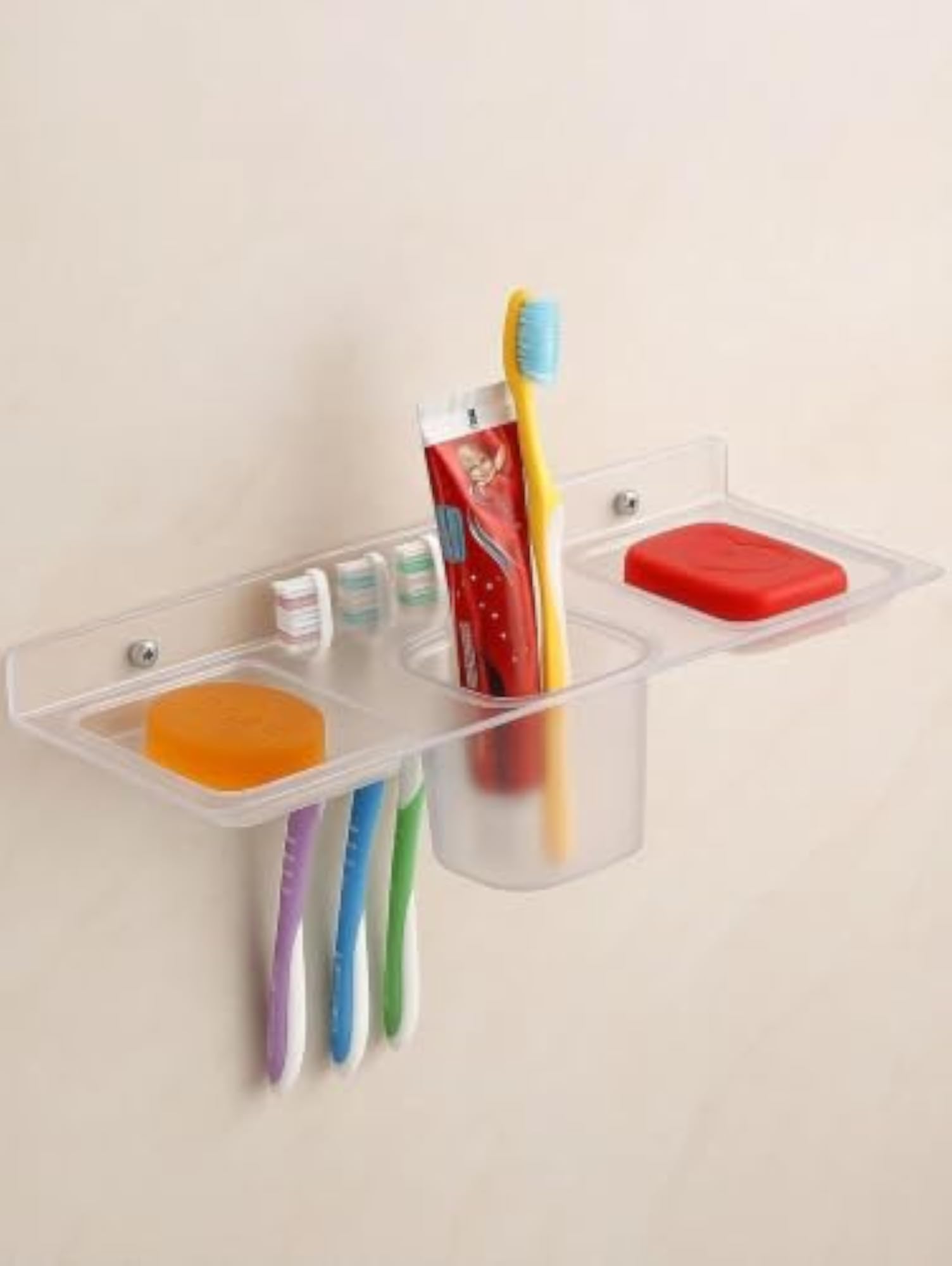 4 in 1 Multipurpose Bathroom Shelf, Soap Dish, Toothbrush Holder