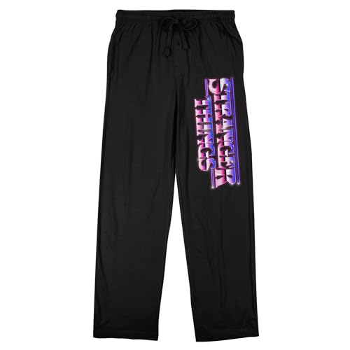 Bioworld Stranger Things Red, White, Blue Logo Men's Black Sleep Pajama Pants