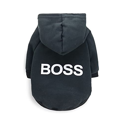 LtuzPet Hund Hoodie Boss Druck Hund Pullover Weiche Fleece Haustier Kleidung Warme Hund Jacke Mantel