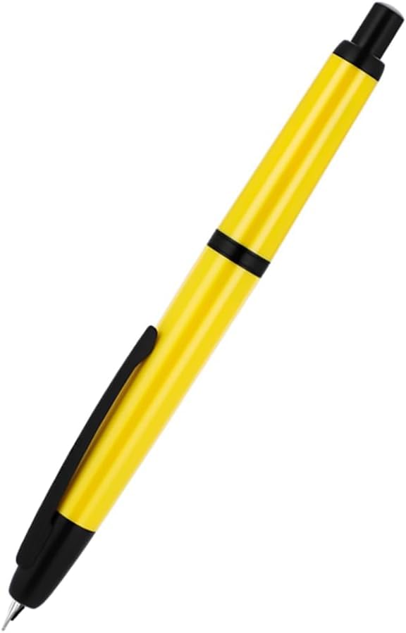 Image of Jinhao 20 Press Fountain Pen Retractable Fine Nib with Converter Capless fountain pen Resin pen Writing Gift Pen (Black clip yellow)