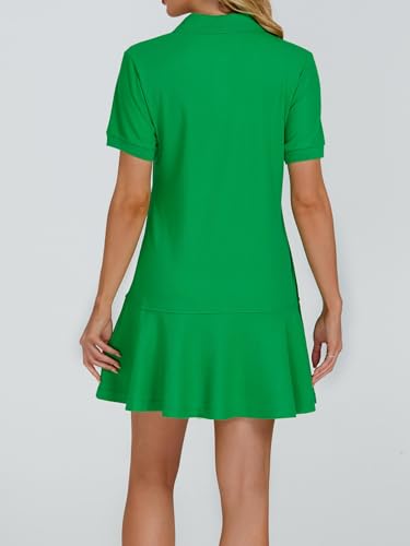 Image of YEXPINE Polo Dress for Women Short Sleeve Ruffle Hem Golf Tennis Summer Mini Dresses