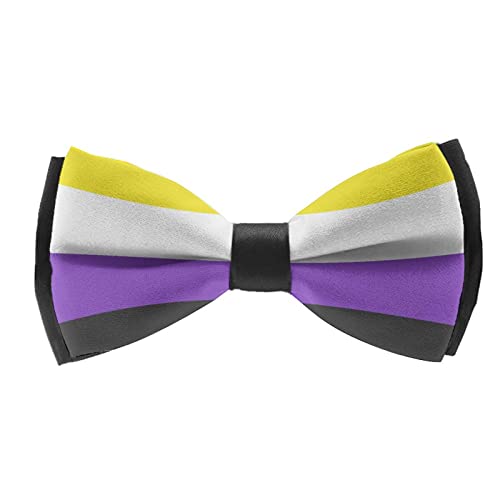 RIMENCH Boys Bow Tie Fashion Pattern Bow Ties Non Binary Pride Flag Novel Bow Ties Handmade Necktie for Wedding, Tuxedo, Party, Dress up, Christmas