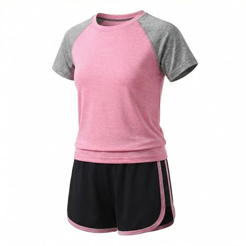 Image of Girls Short Sets with Athletic Shorts and Workout Tops Quick Dry Athletic Clothing Sets 6-13 Years