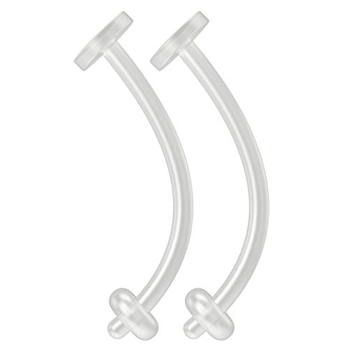 Bling Piercing 2pc 16g Cartilage Retainer Flexible Clear BioFlex Curved Barbell Bioplast 12mm 1/2