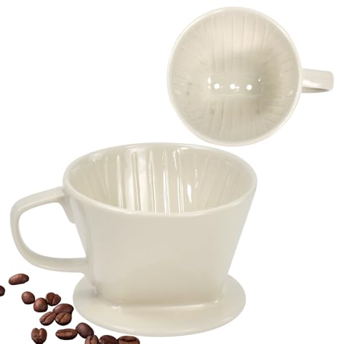 VGECEE Porzellan Kaffeefilter Größe 2 Kaffee Dauerfilter Keramik Permanent Kaffeefilter Keramik Kaffeefilterhalter Porzellan für Zuhause Café Restaurants Geschenk für Mama Papa Freunde