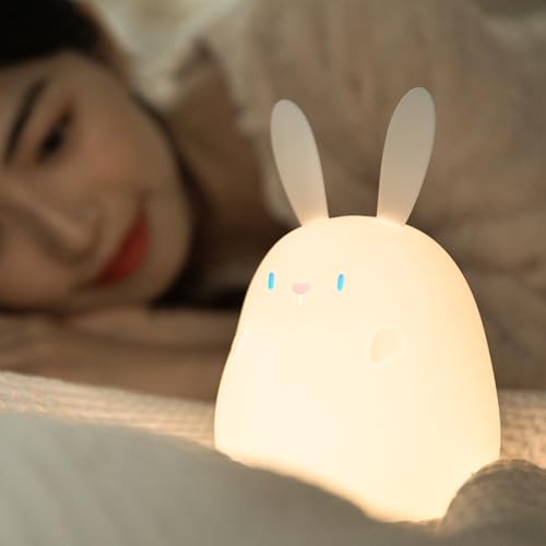 Lámpara de mesa con luz suave conejito de silicona USB recargable miniatura 6