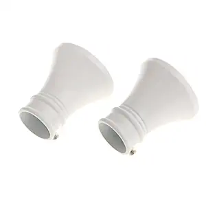 COMBR 2Pcs Durable Aluminum Alloy 28mm Inner Dia. Window Drapery Curtain Rod End Drapery Pole Rail Decorative Head Horn#White