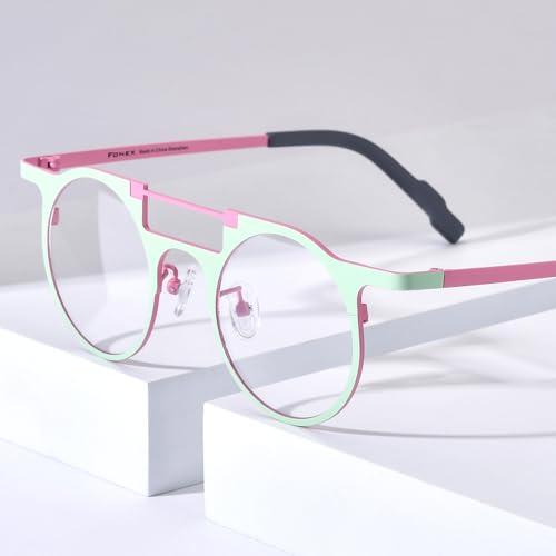 Image of FONEX Colorful Pure Titanium Glasses Frame Women Retro Round Eyeglasses F85782