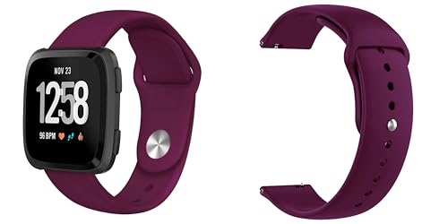 Image of ACM Watch Strap 20mm compatible with Compaq Q Watch Smartwatch | Pack of 2 Magnetic & Silicone Belt Metal Chain with Sports Band (Rose Gold Pink /Burgundy Purple)