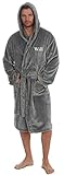 Brownings Mens Personalised Name Dressing Gown Bathrobe Nightwear (M, Grey)