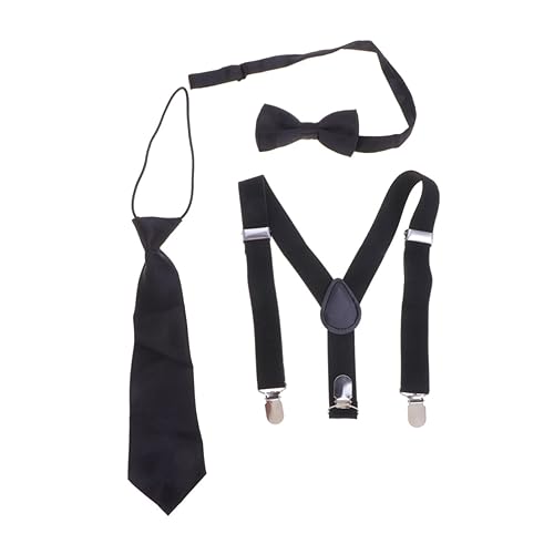 Healeved Elegant Boys and Girls Bow Tie Set Tie and Suspenders Comfortable Elastic Belts for Boys Easy Clip Buckle Closure