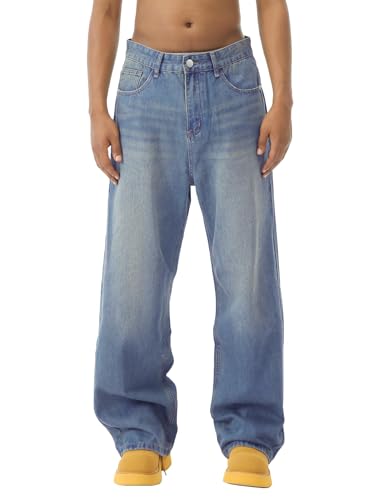 EMMIOL Men's Jeans Baggy Y2K Hip Hop Jeans Casual Wide Leg Skater Denim Pants