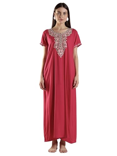 Image of 9shines Label Stylish Alpine Nighty Maxi for Women | Full Length Trendy Nightgown | Premium Nightdress | Nightwear | Heavy Embroidery Nighty with Pockets(2891)