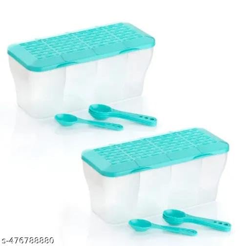 4 Section Container for Vegetables, dryfruits, Spices, Grocery, Pickles, and Multipurpose 4 in 1 for Kitchen & Storage Containers Airtight, 1800 ML with 4 Spoons 3