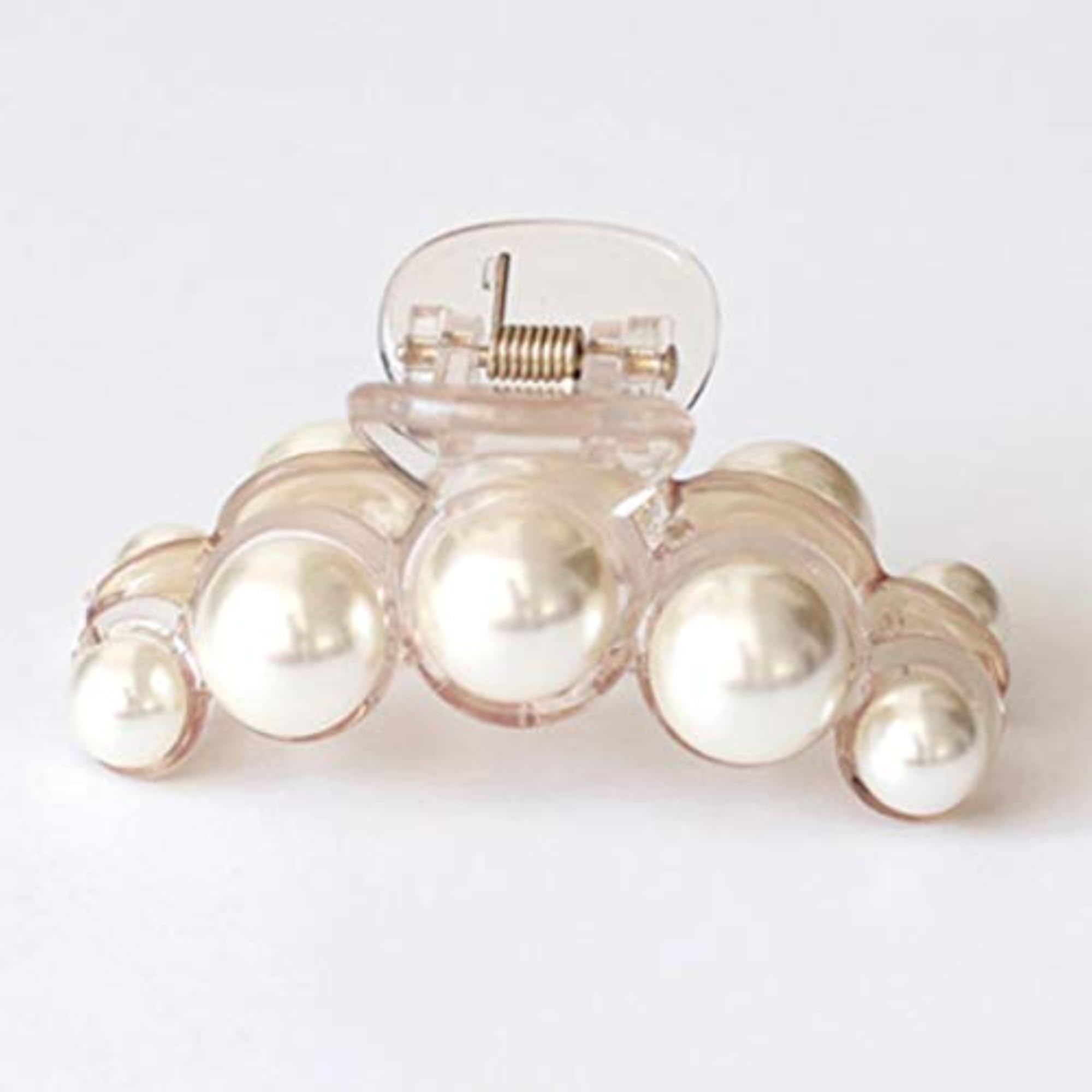 Pearl Hair Claw Clip for Thick and Thin Hair, Light Brown