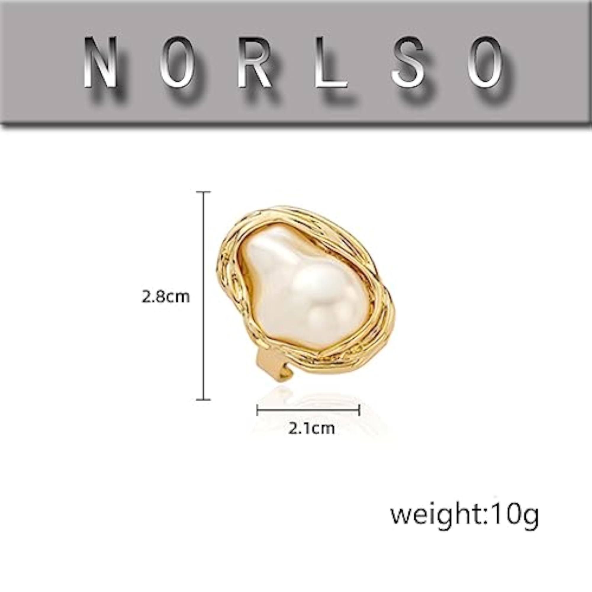 Women's Dainty Baroque Pearl Statement Ring, Adjustable