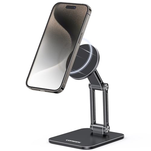 UGREEN Magnetischer Handy Ständer Magsafe Handyhalter Tisch Faltbarer iPhone Ständer mit Metallringe kompatibel mit iPhone 17 16 15 14 13 12 Pro Max und Magsafe Hülle, Galaxy S23 Ultra S23+ (Schwarz)