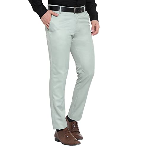 Image of The PS Men's Formal Regular Fit Cotton Blend Black, Dark Grey Combo Trouser (Pack of 2)