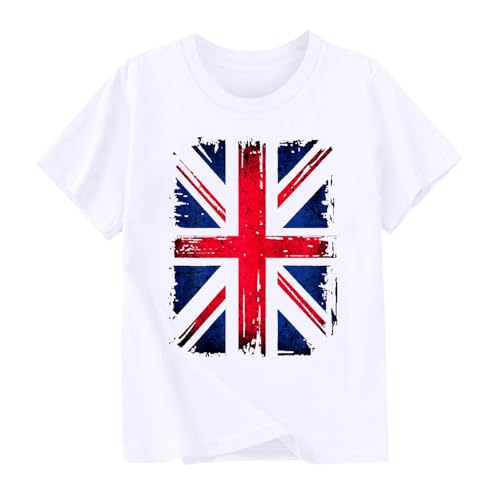 Girls UK Flag T-Shirt Short Sleeve Shirts Union Jack Flag Graphic Tees United Kingdom Tshirts Tops3