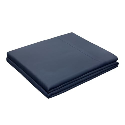 HBHLFZ Twin XL Flat Sheet - Ultra Soft Polyester Top Sheet - Hotel Quality Bed Sheets - Comfortable Wrinkle-Free - Easy to Care for - 1 Twin XL Flat Sheet Only(Twin XL,Navy Blue)
