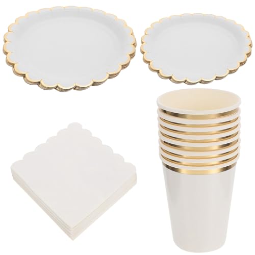 KOCKSHION 使い捨て紙皿カップナプキン パーティー用おしゃれ食器 誕生日卒業祝い向け ホームピクニックに