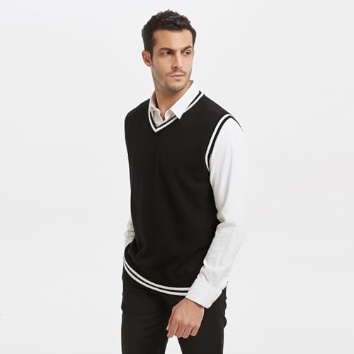 TopTie V-Neck Vest Uniform Men's Knitted Cotton Sweater Vest Sleeveless School Knitwear4