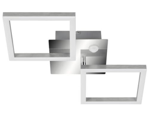TELEFUNKEN - LED Deckenleuchte, inkl. Bewegungsmelder, Deckenlampe mit Dauerlichtfunktion, warmweiße Lichtfarbe, 12 Watt, 1.200 Lumen, Chrom/Aluminiumfarbig, 470x226x74mm (LxBxH), 318508TF