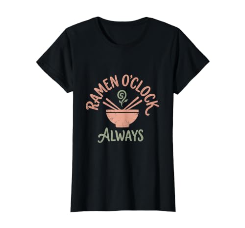 Ramen O'Clock Always Noodle Lover Design T-Shirt, Women, Black, Medium