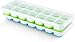 Amazon Brand – Umi – Cubitera de 14 compartimentos, 2 pcs Bandejas para Hielo con Tapa sin BPA, Moldes de Cubitos para Congelarse Alimentos para Bebés,Cola,Cócteles– verde/azul apilable