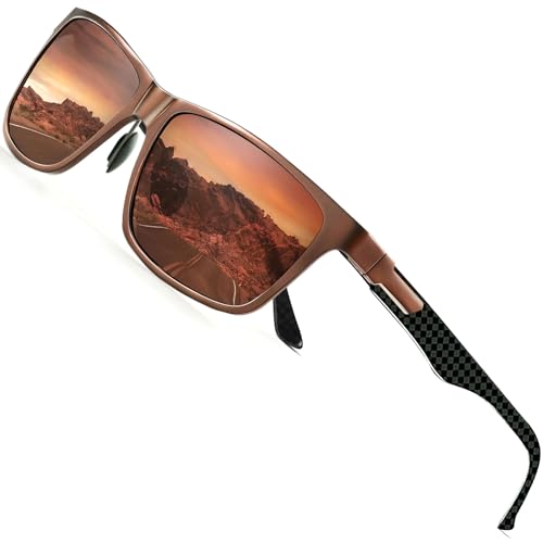 Image of ANYLUV Polarized Sunglasses for Men Rectangular Classic Al-Mg Metal Frame Sun Glasses Mens Sunglasses with UV Protection