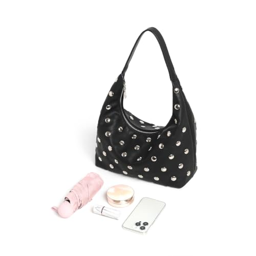 Bolso Hobo con Tachuelas para Mujer en Cuero Vegano Suave miniatura 5