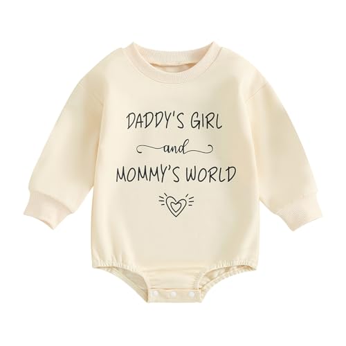 Image of Sejardin Newborn Baby Girl Romper Daddys Girl Clothes Long Sleeve Round Neck Romper Toddler Girl Outfit