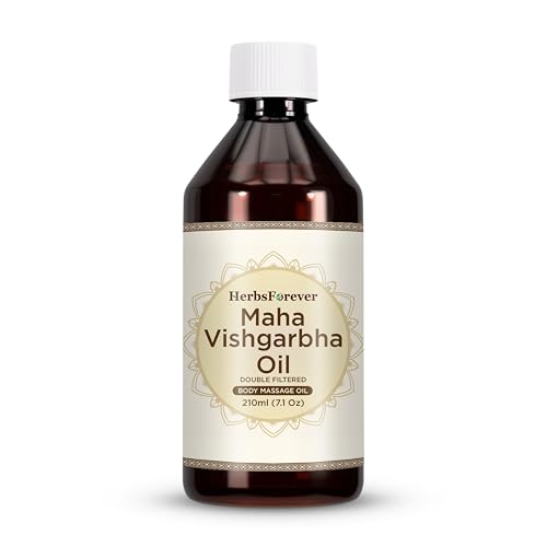 HerbsForever Maha Vishgarbha Oil Authentic Ayurvedic Massage Oil Supports Blood Circulation Improves Joint and Ligament Health Cold Pressed Premium Oil Non GMO, 7.1 fl oz