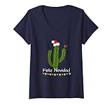 Photo Gallery donna feliz navidad cactus di natale maglietta con collo a v Photo Gallery donna feliz navidad cactus di natale maglietta con collo a v