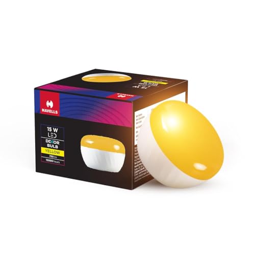 HAVELLS DEKOR 15W Led Decorative Bulb With Unique Design To Conceal/Hide The Holder | B22| (YELLOW)