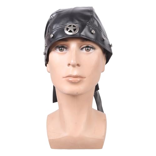 Chapeau steampunk pirate en cuir réglable à crâne strass pour festivals et soirées à thème
