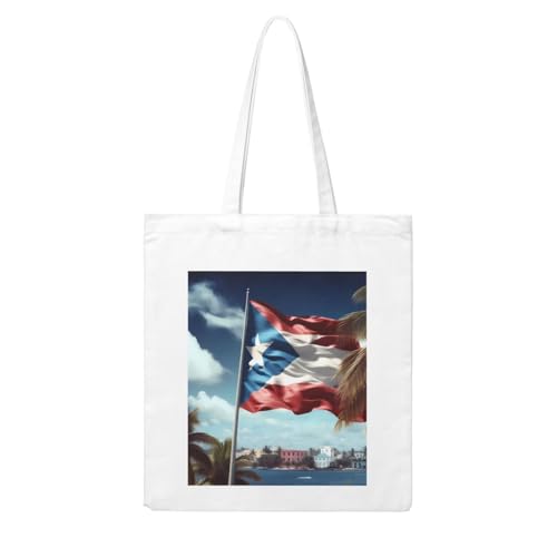 puerto rico wallpaper flag Pattern Woman Canvas Tote Bag Strong and durable for traveling, shopping, Daily One Size