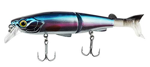 FISHN Hybrid Swimbait MinnowOne, Hardbait, señuelos Artificiales, 12.5cm, 17.5g, Lucio, Zander, Perca y Trucha, con 2 Colas de Repuesto (Pinky Blue) Cover