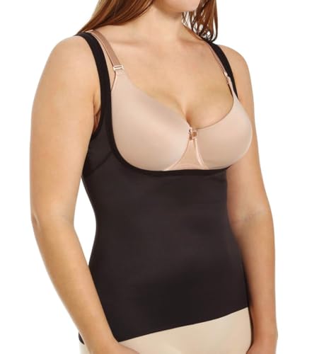 Naomi & Nicole Plus Size Open-Bust Shaping Tank, 7770-Black-3X
