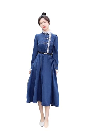 Robe de cowboy en denim femme ajustée jean bleu mode western