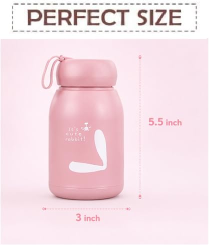 Image of TRADY Cute Bunny Glass Water Bottle for Kids & Girls - 300ml Portable Leak Proof Bottle with Silicone Cover | Small Size Travel Juice Milk Bottle | BPA Free, Durable, Kawaii Design (pack of 2)