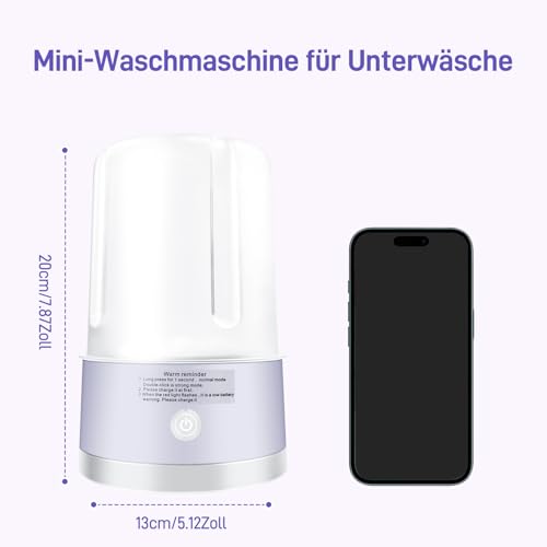 Unterwäsche-Wascher, tragbare Mini-Waschmaschine, verbesserte Mini-Waschmaschinen, wiederaufladbare drahtlose Waschmaschine, Wäschebecher für BHs, Unterwäsche, Socken (Violett)
