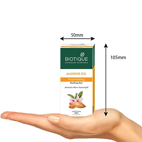 Biotique Almond Oil Nourishing Bathing Bar| Ayurvedic and Organically Pure| Maintains Skin’s Natural pH |100% Botanical Extracts| Suitable for All Skin Types | 150gm