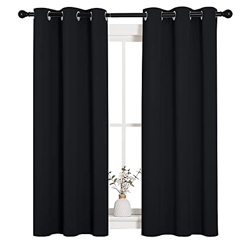 NICETOWN Blackout Draperies Window Curtain Panels, Autumn/Winter Thermal Insulated Solid Grommet Blackout Curtains/Drapes for Cafe (Set of 2, 34 inche