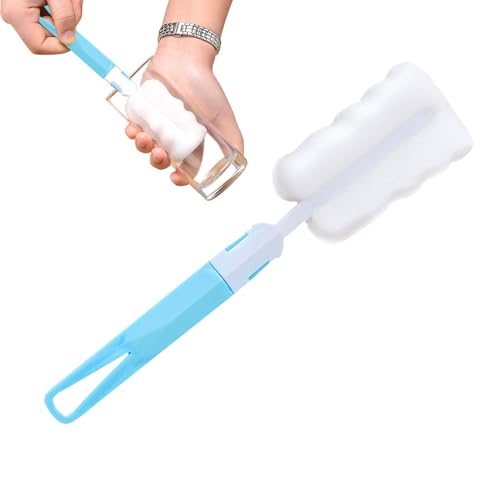 Sponge Cleaning Cup Brush - Long Handle Bottle Brush | Multifunctional Cup Cleaning Brush | Multi-Purpose Sponge Cleaning Scrubber | Water Cup Brush for Home Dorm School Hotel Restaurant