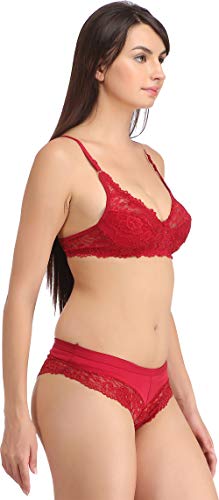 Image of FIMS - Fashion is my style Women's Girls Bra & Panty Set for Women-Crafted Out of (4 Way) Lycra Smooth Silky Fabric Bra Panty Set Lingerie Lingerie Set Bra Panty Set for Women Pack of 1 Set