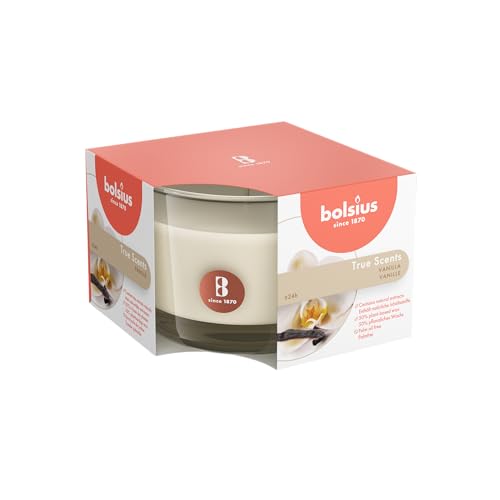 bolsius Duftkerze im Glas, mittelgroß, Vanille, Wachs, Weiß TRUE MOODS & TRUE SCENTS m
